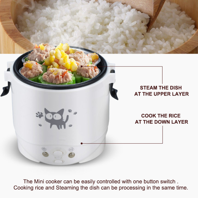 220V House 1L Electric Mini Rice Cooker Water Food Heater Machine Lunch Box Warmer 2 Persons Cooking Household Multifunction co