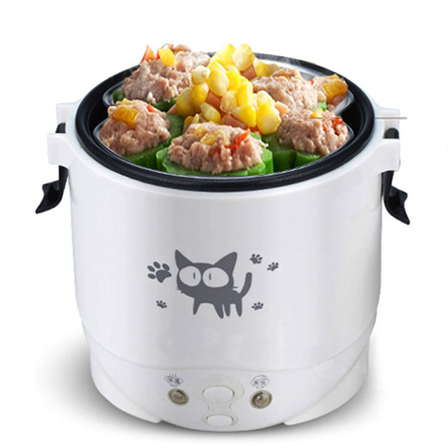220V House 1L Electric Mini Rice Cooker Water Food Heater Machine Lunch Box Warmer 2 Persons Cooking Household Multifunction co