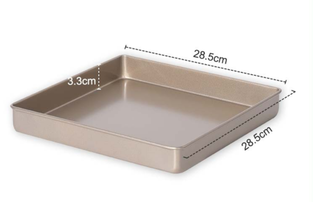 Golden 11-inch carbon steel baking pan multifunctional baking tools nougat snowflake crisp non-stick square baking pan