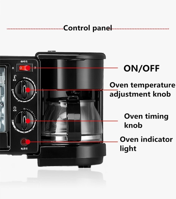 Breakfast Maker Home Multi-Purpose 3 in 1 Oven Coffee Maker Toast Sandwich Maker small household office 220v