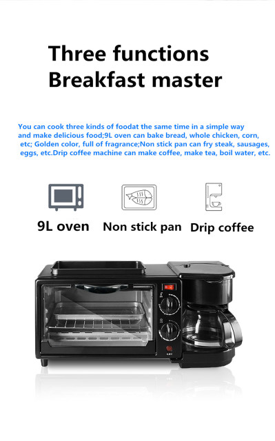 Breakfast Maker Home Multi-Purpose 3 in 1 Oven Coffee Maker Toast Sandwich Maker small household office 220v