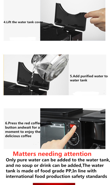 Breakfast Maker Home Multi-Purpose 3 in 1 Oven Coffee Maker Toast Sandwich Maker small household office 220v