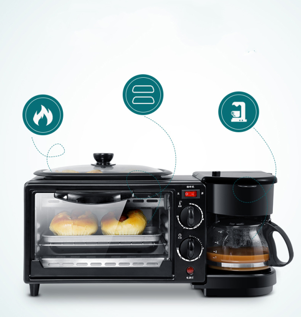 Breakfast Maker Home Multi-Purpose 3 in 1 Oven Coffee Maker Toast Sandwich Maker small household office 220v