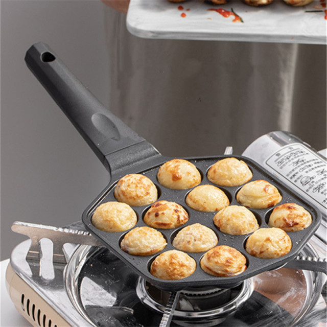 14 Cavities Aluminum Takoyaki Frying Pan for Gas Cooker Octopus Small Balls Home Cooking Pot Maker Kitchen Cookware Utensils