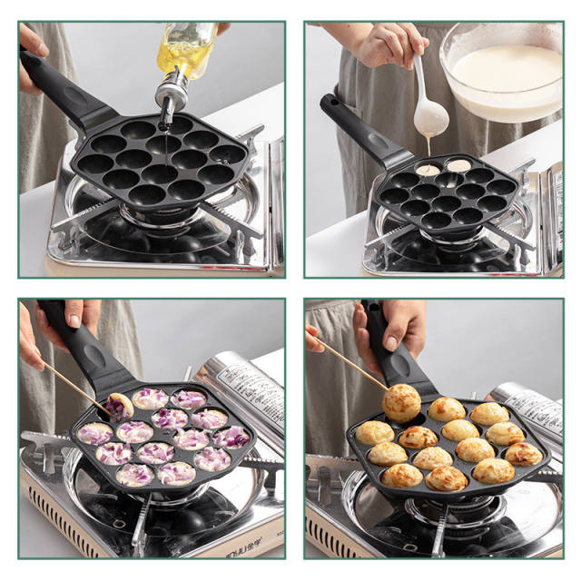 14 Cavities Aluminum Takoyaki Frying Pan for Gas Cooker Octopus Small Balls Home Cooking Pot Maker Kitchen Cookware Utensils
