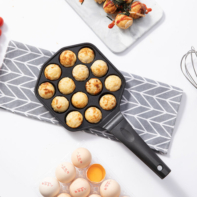 14 Cavities Aluminum Takoyaki Frying Pan for Gas Cooker Octopus Small Balls Home Cooking Pot Maker Kitchen Cookware Utensils