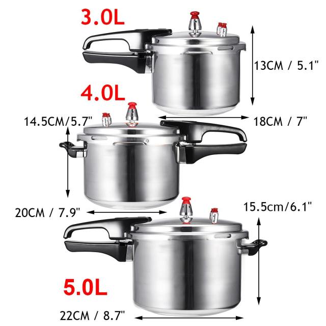 Kitchen High Pressure Cooker Cookware Soup Meat pot 3/4/5L for Gas Stove/Induction Cooker Mini Outdoor Camping Cook Tool Steamer