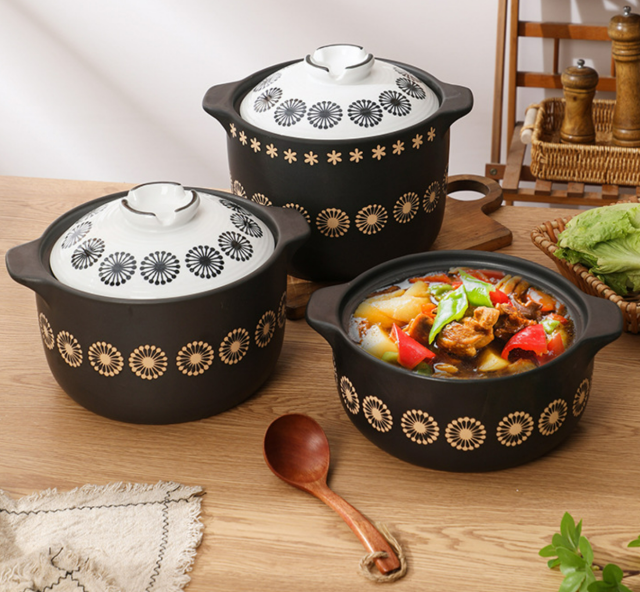 Customized full of stars high temperature ceramic casserole home open flame gas stew soup stew pot casserole casserole