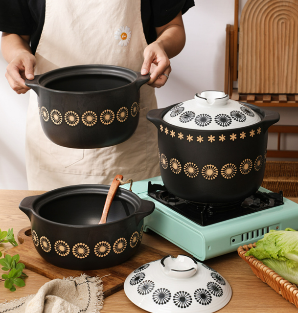 Customized full of stars high temperature ceramic casserole home open flame gas stew soup stew pot casserole casserole