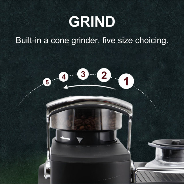 All-in-one Coffee Machine Professional Espresso Maker with Grinder for Cappuccino Americano Kitchen Appliances 220V/110V