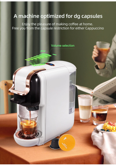 Multiple Capsule Coffee Machine, Hot/Cold Dolce Gusto Milk Nespresso Capsule ESE Pod Ground Coffee Cafeteria 19Bar 5 in 1