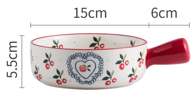 Customized Netflix cute girl Japanese cereal breakfast bowl children's bowl with handle home handle baking bowl salad bowl