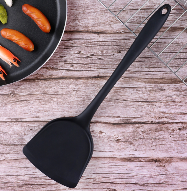 Stainless steel 304 kitchen silicone spatula One piece Chinese non-stick fingerprint spatula cooking tool cookware