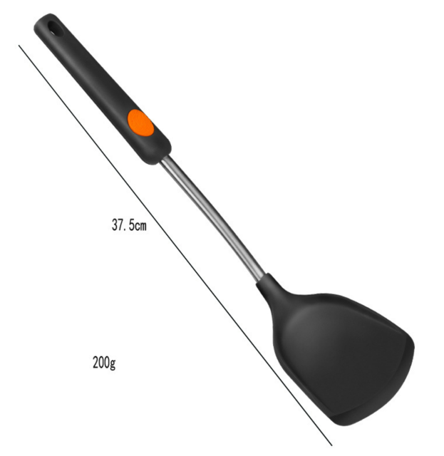 Stainless steel 304 kitchen silicone spatula One piece Chinese non-stick fingerprint spatula cooking tool cookware