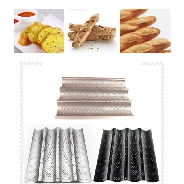 baking tray Wave Baguette Mould long stick Non-toxic Baking Dishes Pastry Tray Oven Rolling French bread stick baking pan 5