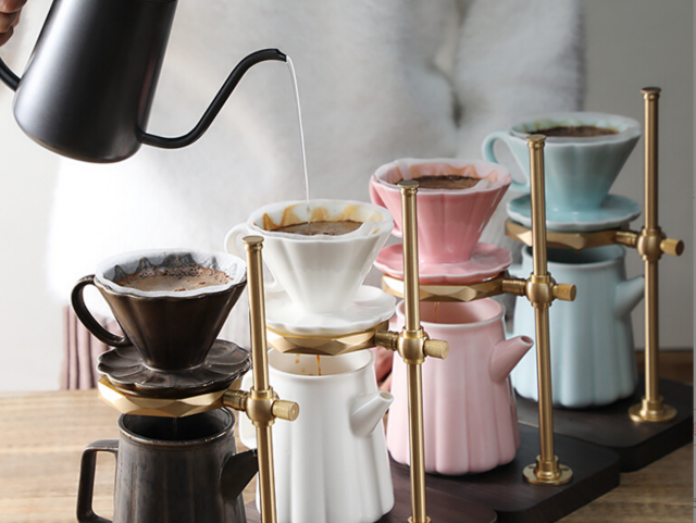 Hand brewed coffee pot ceramic material 360ml four colors to choose from Chinese style minimalist design