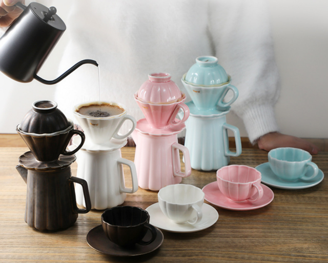 Hand brewed coffee pot ceramic material 360ml four colors to choose from Chinese style minimalist design