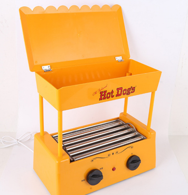 New hot dog machine yellow home DIY grill sausage machine double grill hot dog sausage breakfast machine