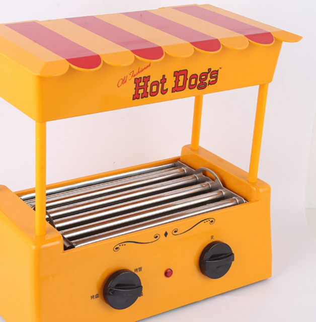 New hot dog machine yellow home DIY grill sausage machine double grill hot dog sausage breakfast machine