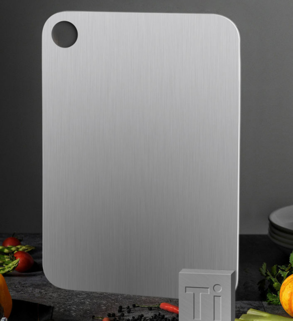 Kitchen household health pure titanium chopping board titanium cutting board cutting board double-sided antibacterial knife board multi-purpose portable