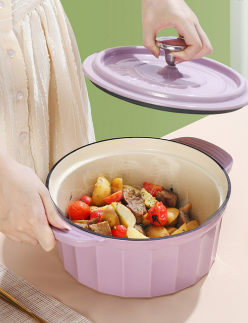Enamel pot cast iron soup pot stewing frying multifunctional enamel pot