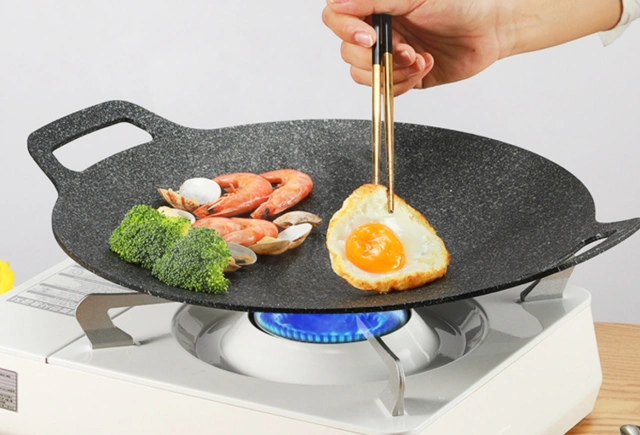 Korean-style grill pan home McInnis grill pan induction cooker cassette stove commercial outdoor round Teppanyaki grill pan