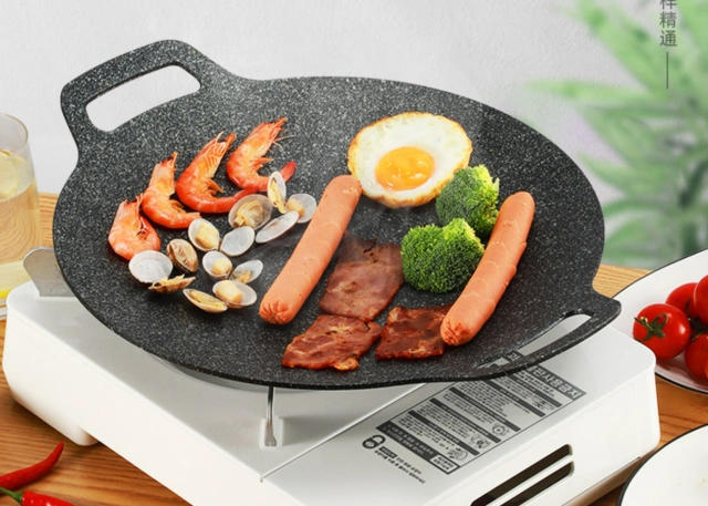 Korean-style grill pan home McInnis grill pan induction cooker cassette stove commercial outdoor round Teppanyaki grill pan