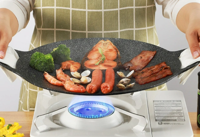 Korean-style grill pan home McInnis grill pan induction cooker cassette stove commercial outdoor round Teppanyaki grill pan