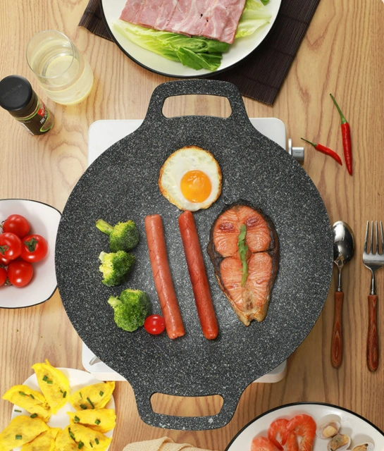 Korean-style grill pan home McInnis grill pan induction cooker cassette stove commercial outdoor round Teppanyaki grill pan