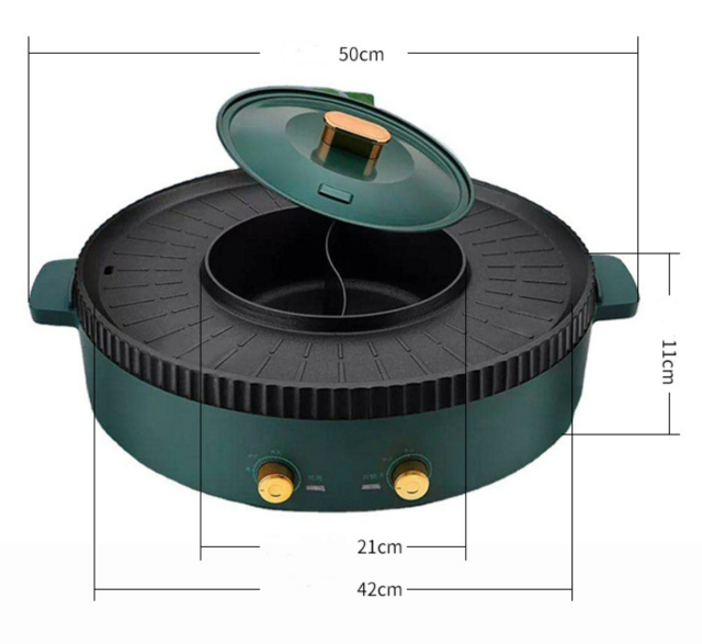 Round shabu shabu grill one pot custom high power double control temperature household mandarin duck electric hot pot party 3C ODM OEM