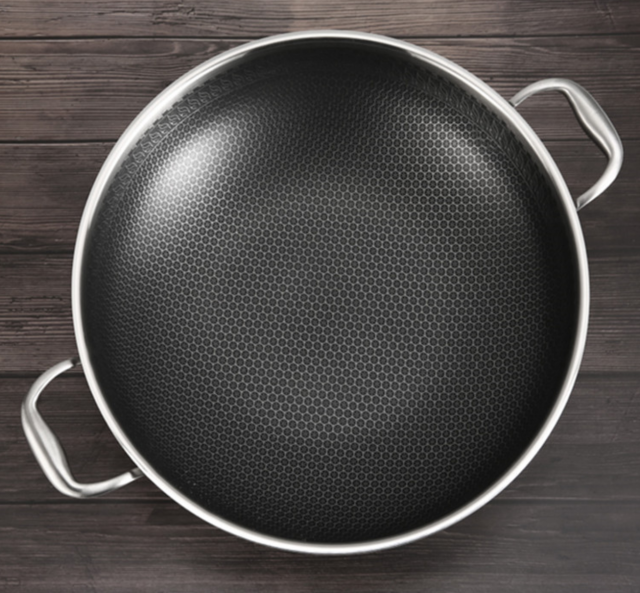 316 stainless steel large frying pan double ear non-stick wok wok induction gas thickening