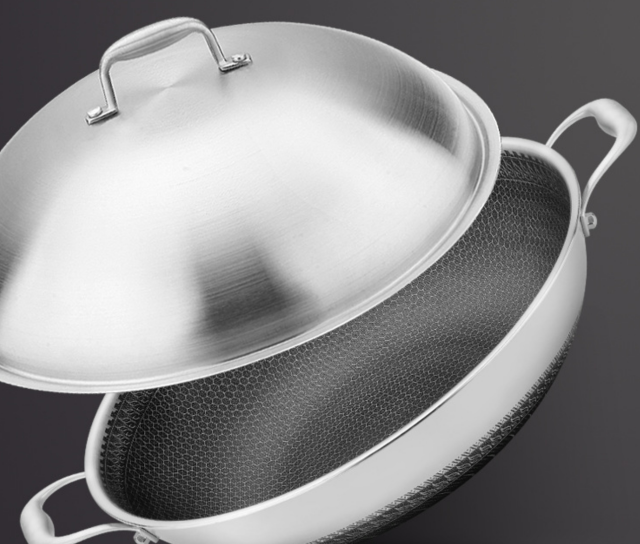 316 stainless steel large frying pan double ear non-stick wok wok induction gas thickening