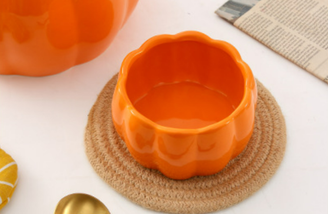 Scandinavian 9-inch ceramic bowl irregular pumpkin soup bowl ins creative household rice bowl large fruit salad bowl