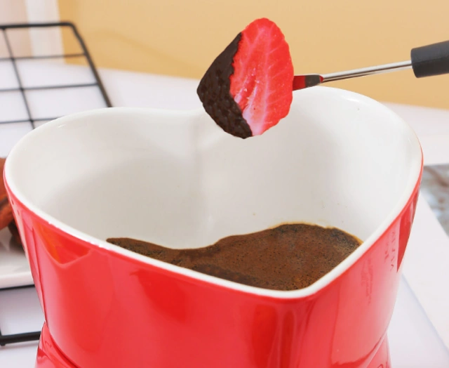 Chocolate cheese fondue set cheese stove color glaze heart-shaped creative ceramic chocolate stove