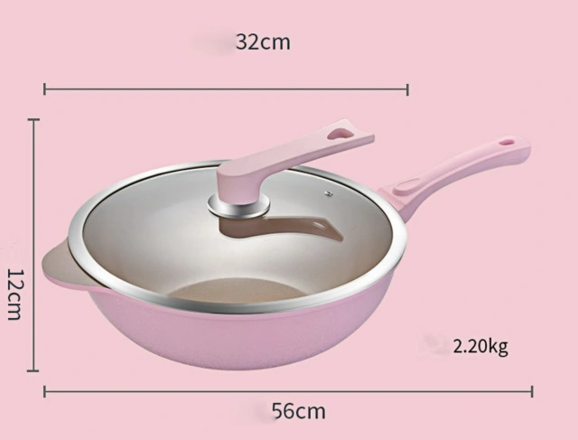 Ceramic non-stick pan aluminum die-casting one piece less fumes frying pan custom OEM