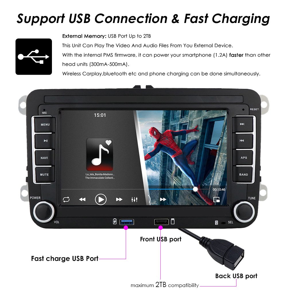 Car radio android 2+32G carplay 7 inch car dvd player for Vw Golf Polo