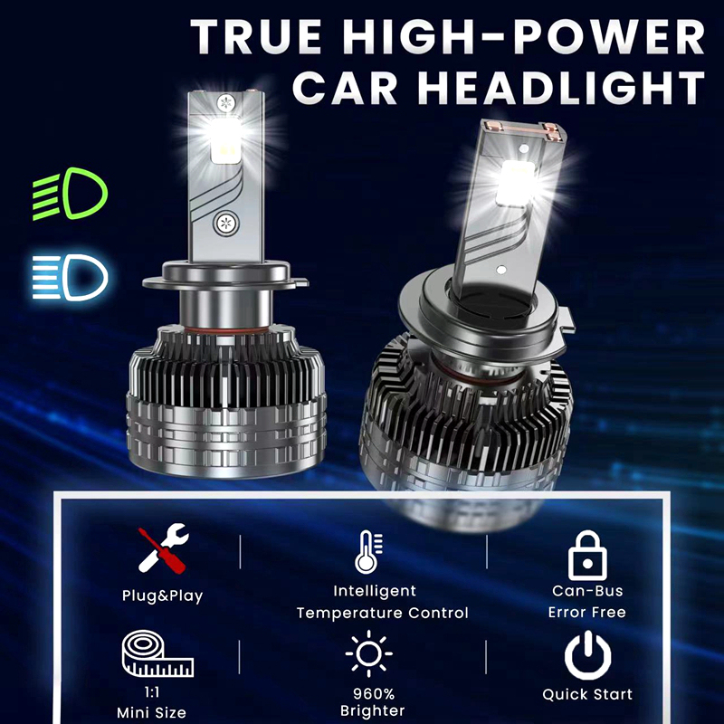 LED Headlight Bulb Cooling System 6000K H7 H4 H11 H13 LED Lamp 3 Copper Tube Canbus LED Light for Car