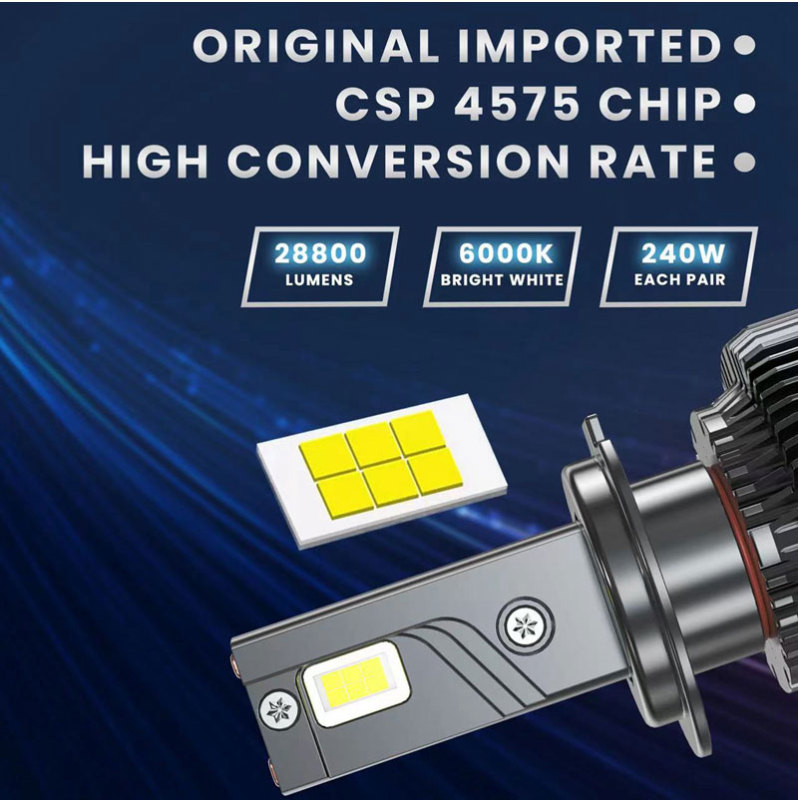 LED Headlight Bulb Cooling System 6000K H7 H4 H11 H13 LED Lamp 3 Copper Tube Canbus LED Light for Car