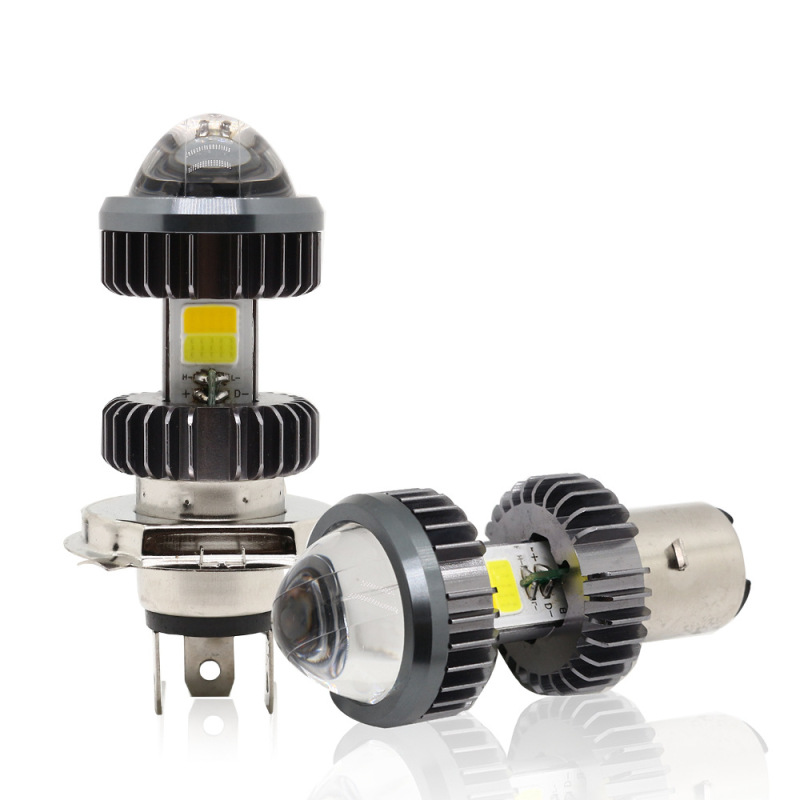 LED Motorcycle Headlight Bulbs 2000lm 20W COB Chips Fisheye Convex Spotlight White Dual Color Yellow H4//H7/H8/H9/H11Car Light