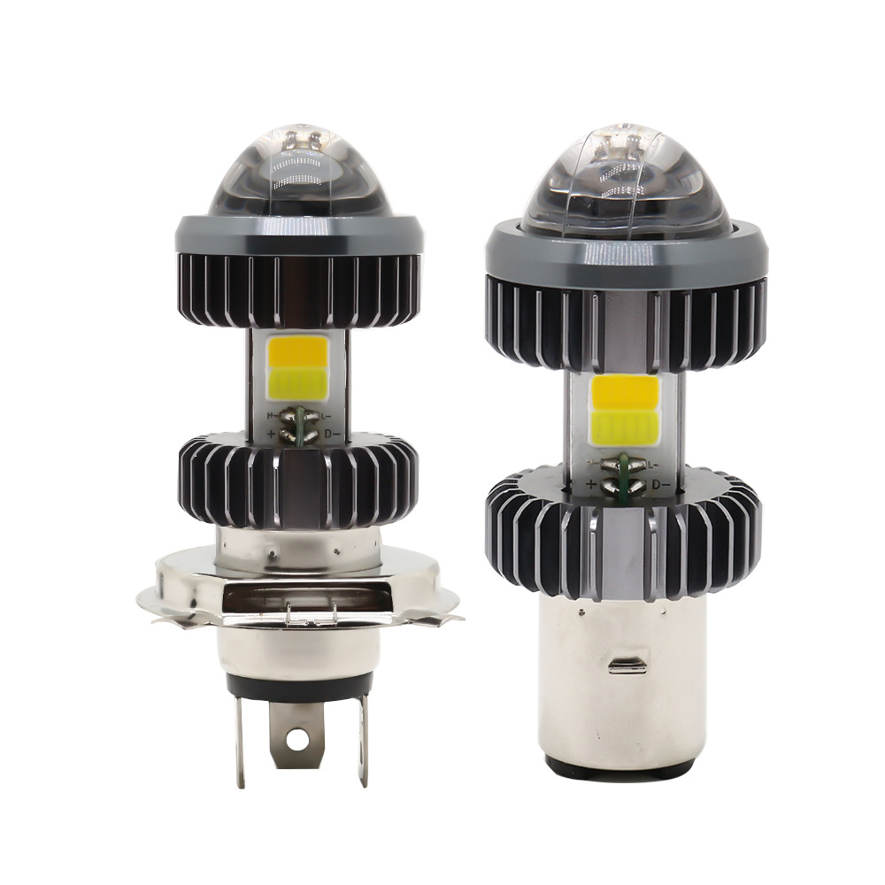 LED Motorcycle Headlight Bulbs 2000lm 20W COB Chips Fisheye Convex Spotlight White Dual Color Yellow H4//H7/H8/H9/H11Car Light