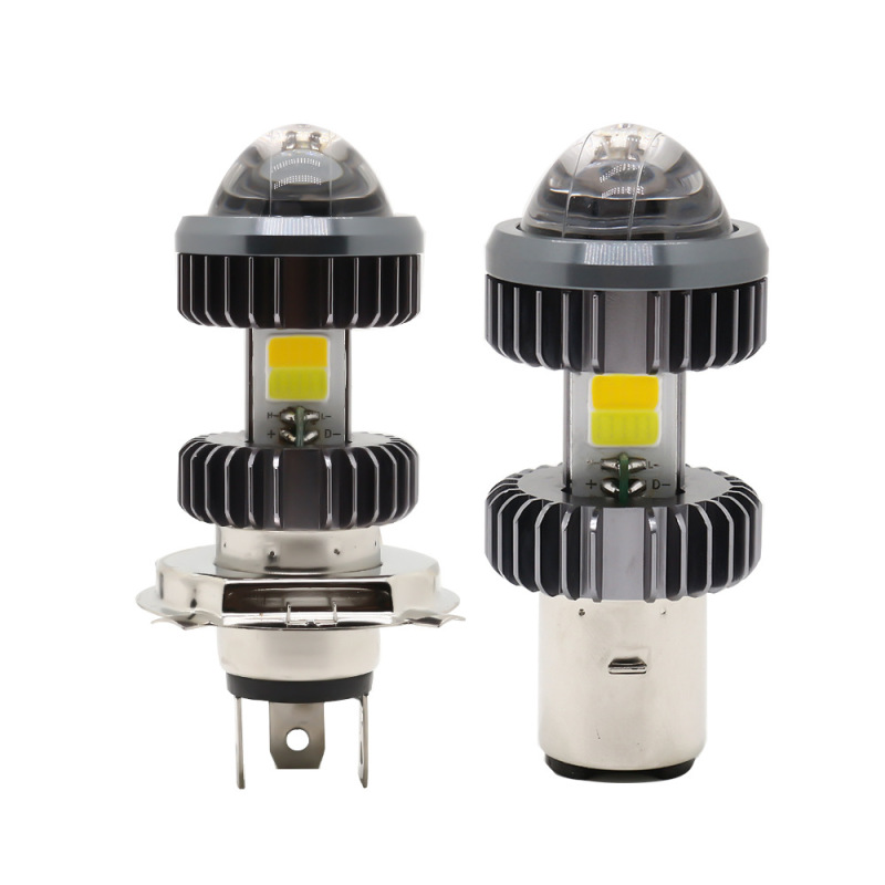 LED Motorcycle Headlight Bulbs 2000lm 20W COB Chips Fisheye Convex Spotlight White Dual Color Yellow H4//H7/H8/H9/H11Car Light