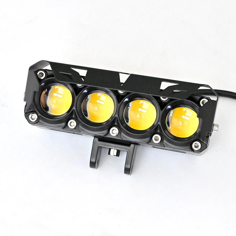High Power Motorcycle Lighting System Yellow and White Dual Color LED Lens 12V LED Spot Lights Headlight Bulb