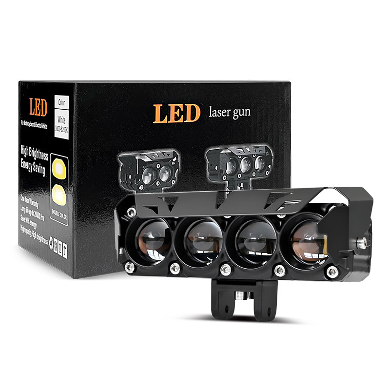 High Power Motorcycle Lighting System Yellow and White Dual Color LED Lens 12V LED Spot Lights Headlight Bulb