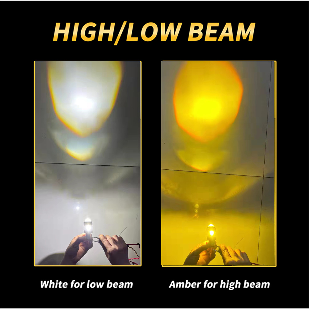 LED Motorcycle Headlight Bulbs 2000lm 20W COB Chips Fisheye Convex Spotlight White Dual Color Yellow H4//H7/H8/H9/H11Car Light
