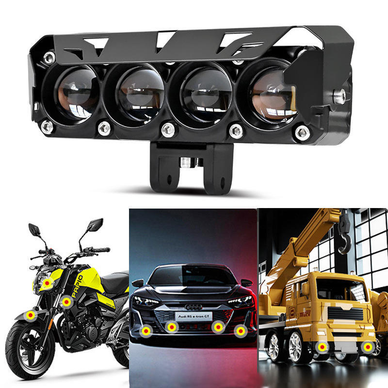 High Power Motorcycle Lighting System Yellow and White Dual Color LED Lens 12V LED Spot Lights Headlight Bulb