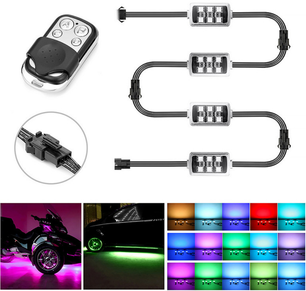 High Quality RGB 50W LED Wireless Remote Control Aurora Car Motorcycle Atmosphere Chassis Light Neon LED RGB Rock Light