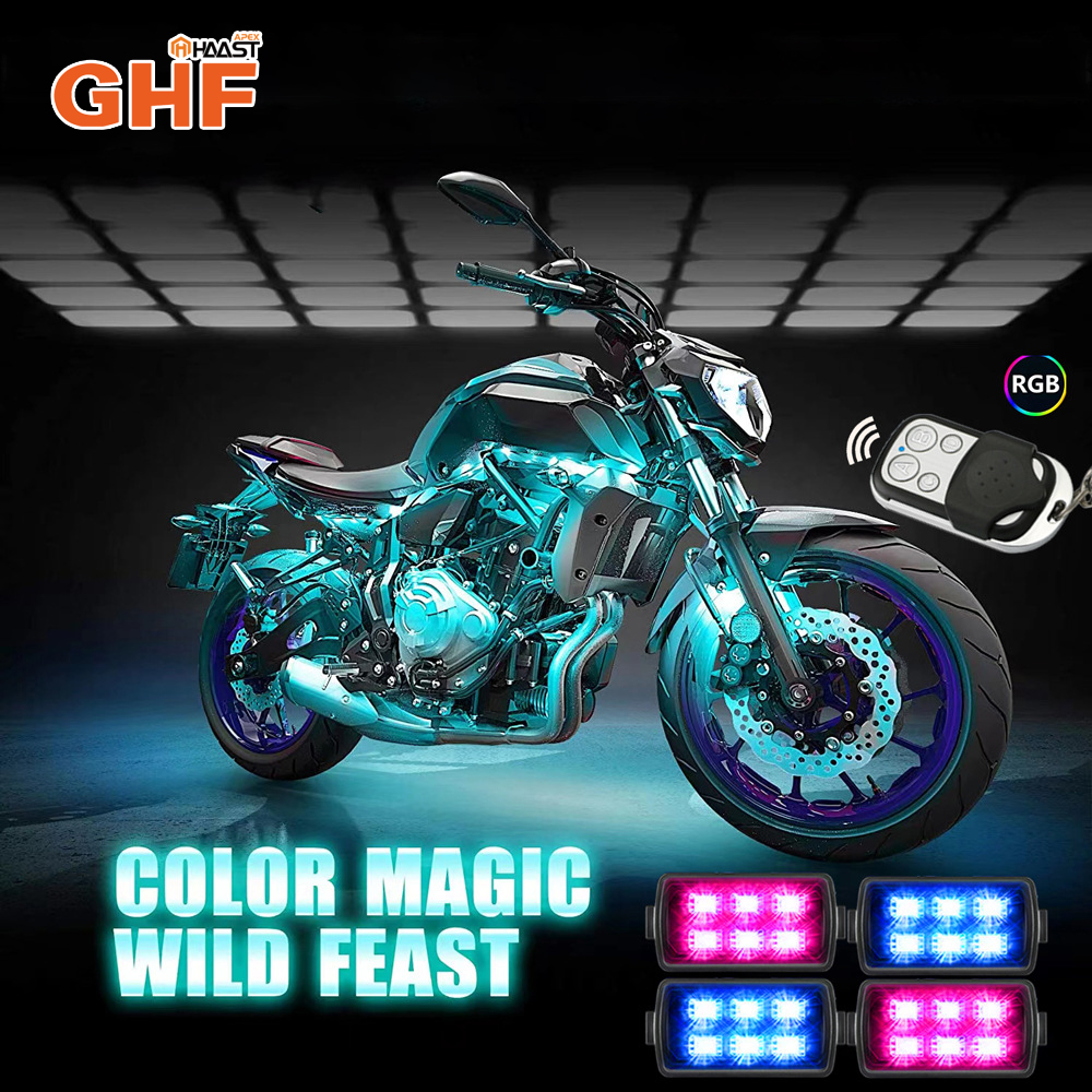 High Quality RGB 50W LED Wireless Remote Control Aurora Car Motorcycle Atmosphere Chassis Light Neon LED RGB Rock Light