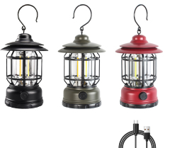 Factory Wholesale Portable Outdoor Lighting USB Rechargeable Hanging Atmosphere Retro Tent Camping Light