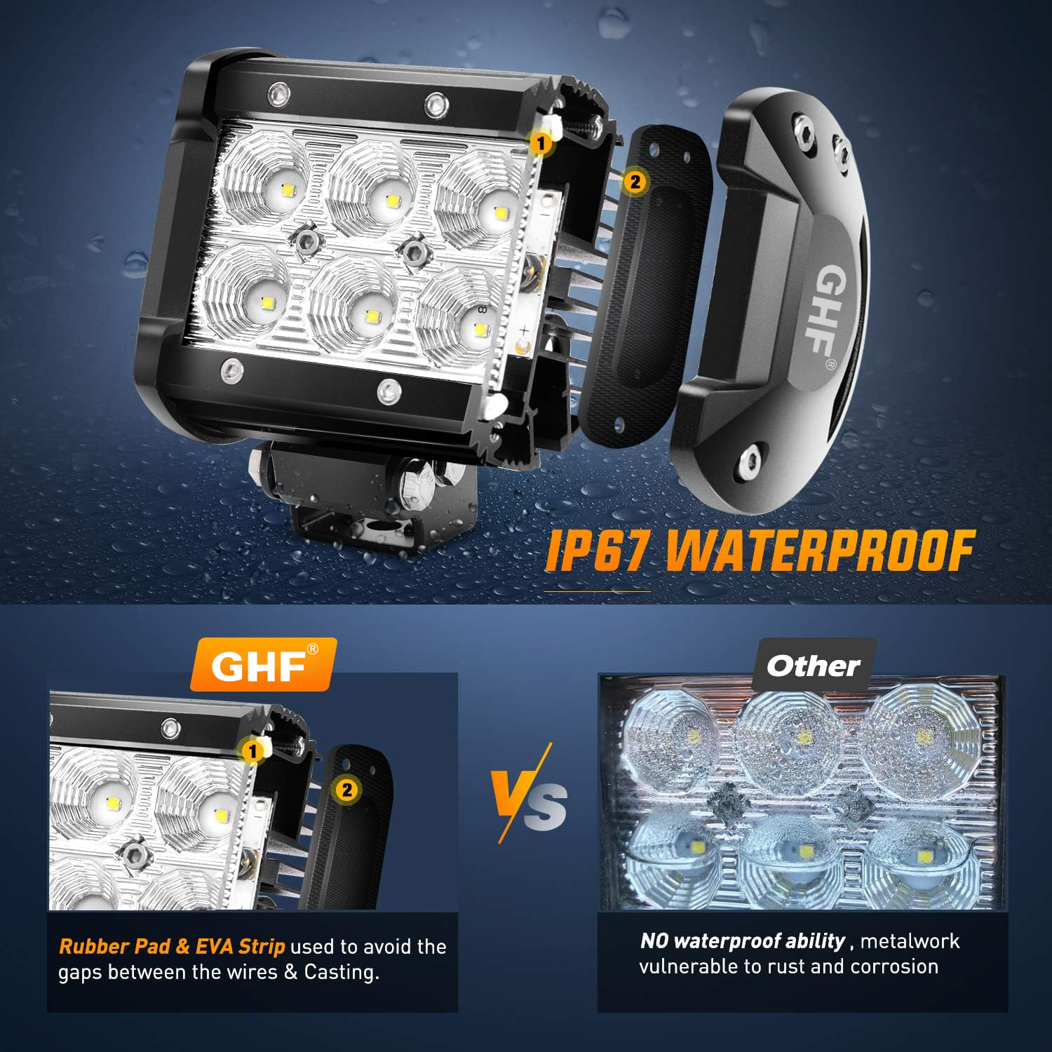 Waterproof IP67 Car LED Light Bar 4inch 18W for Motorcycle Tractor off Road SUV ATV Truck LED Work Light