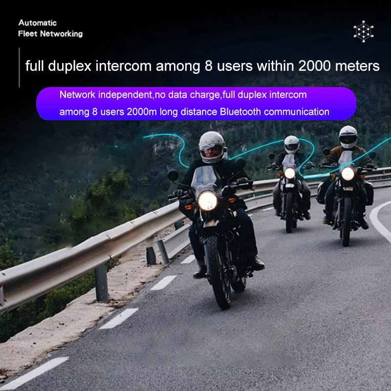 2024 New Design Dual Chip Bluetooth Intercom 10 Riders Conference Intercom at The Same Time Bluetooth Helmet Headset